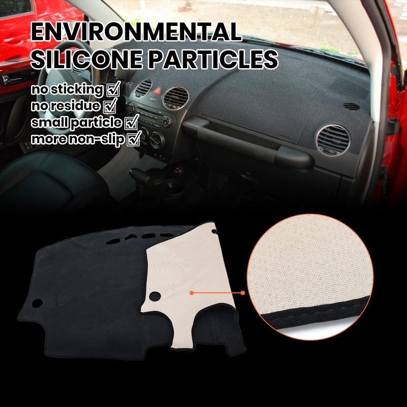 Clidr Dashboard Cover Dash Cover Mat Pad DashMat for 1998-2010 VW Volkswagen Beetle (Black Edge) - Image 3
